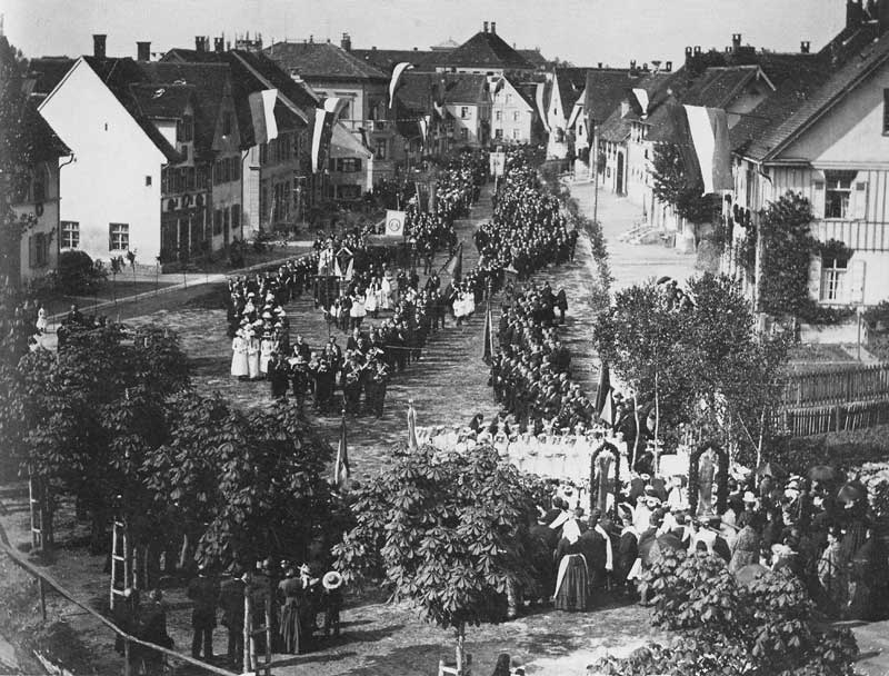 Fronleichnamsprozession in Laupheim 1887